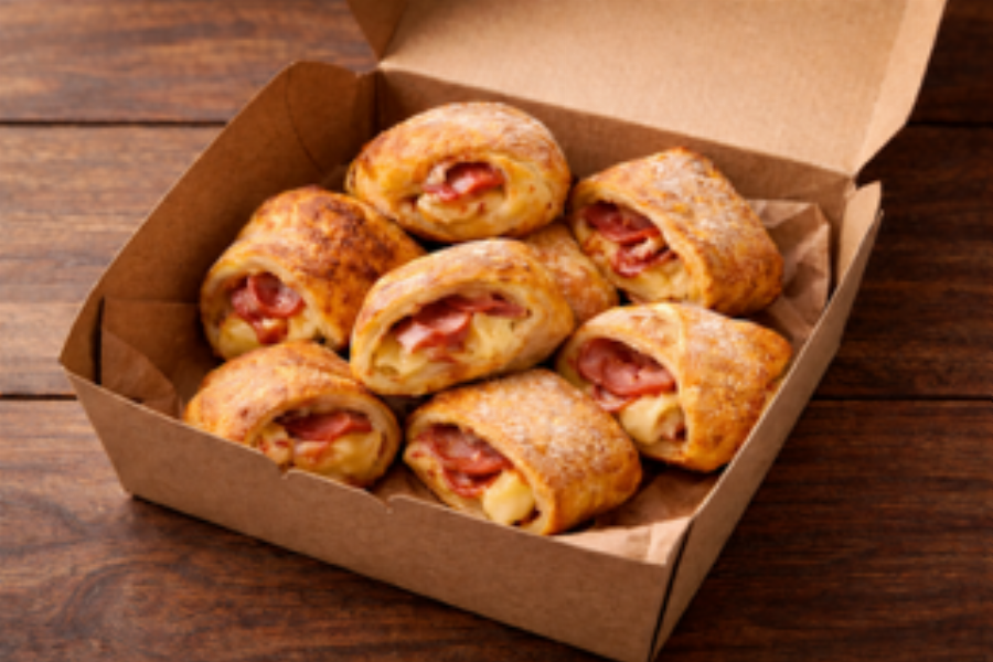 8 Pizzabrötchen mit Salami und Gouda-Käse