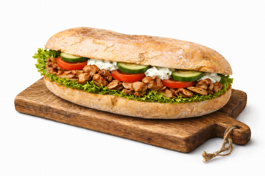 Ciabatta mit Gyros und Zaziki