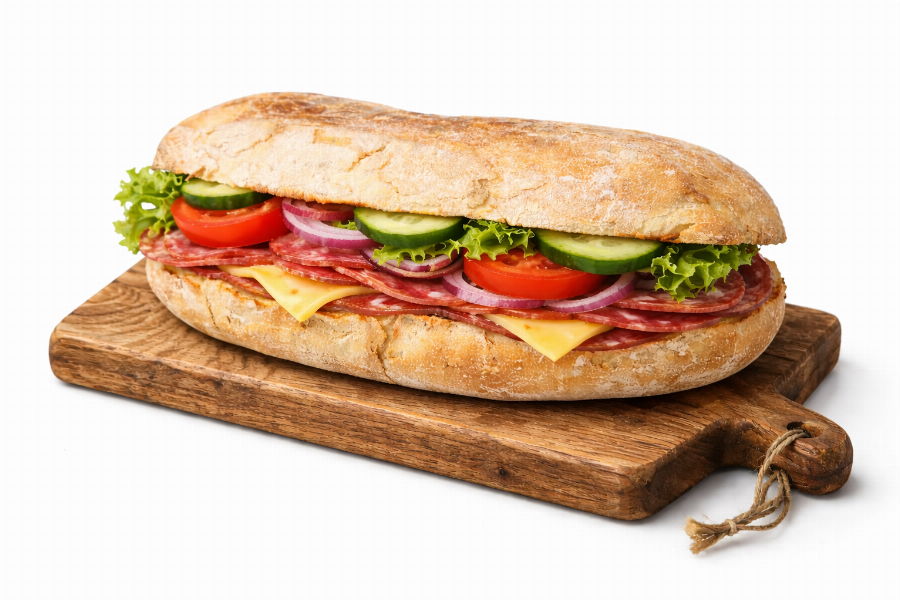 Ciabatta mit herzhafter Salami und Zwiebeln