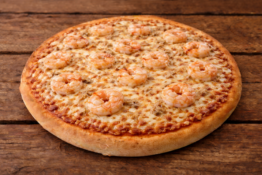 Pizza mit Shrimps