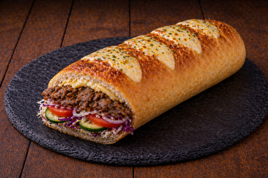 Döner Baguette mit Soße und Fleisch nach Wahl